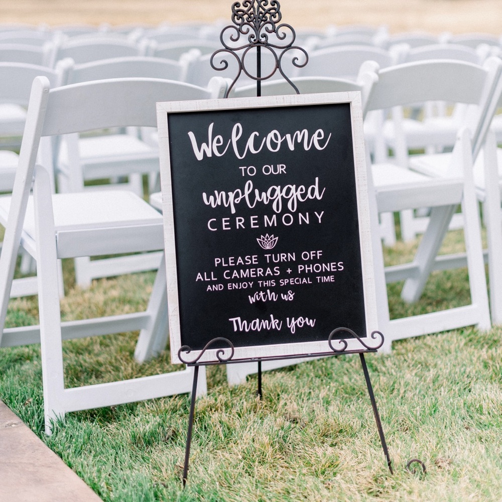 Unplugged wedding ceremony sign